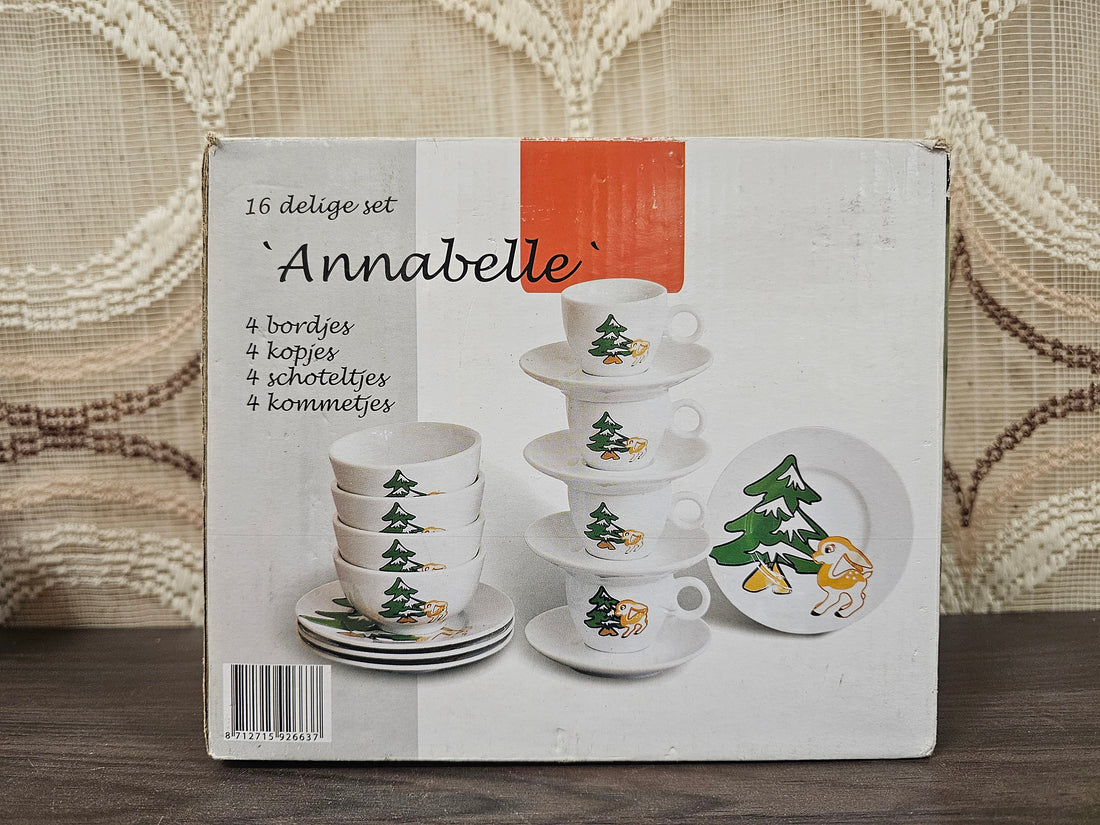 Vintage kinderservies Annabelle 16-delige set met hertje