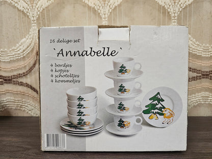 Vintage kinderservies Annabelle 16-delige set met hertje