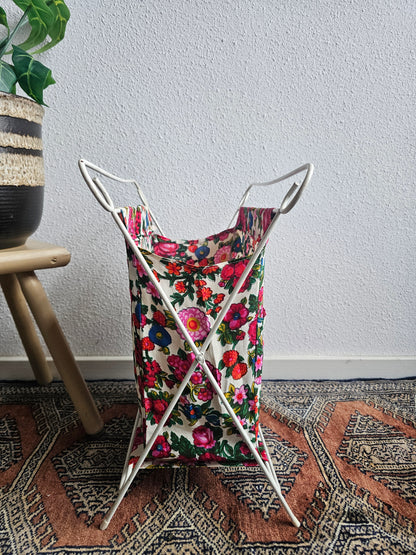Vintage opvouwbare breimand met bloemenstof