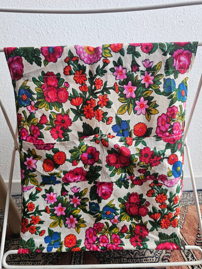 Vintage opvouwbare breimand met bloemenstof