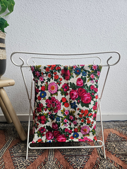 Vintage opvouwbare breimand met bloemenstof
