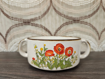 Wildflower soepkom met klaprozen jaren 70 vintage servies
