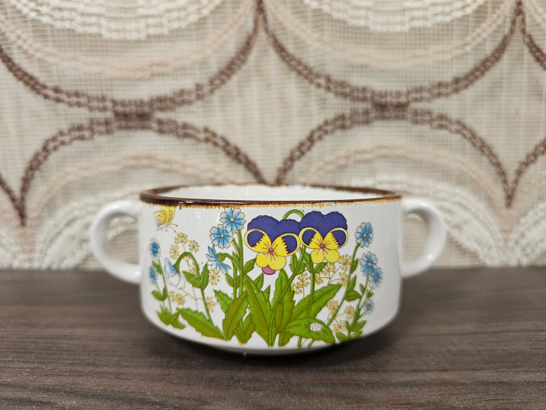 Wildflower soepkom met viooltjes vintage jaren 70