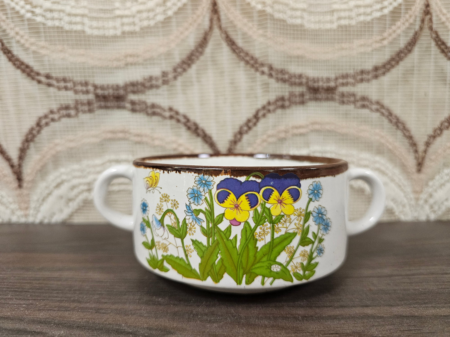 Wildflower soepkom met viooltjes vintage jaren 70