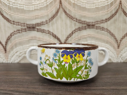 Wildflower soepkom met viooltjes vintage jaren 70