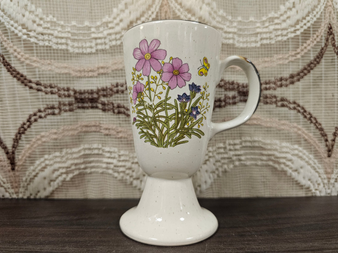 Wildflower vintage beker met oor roze bloemen
