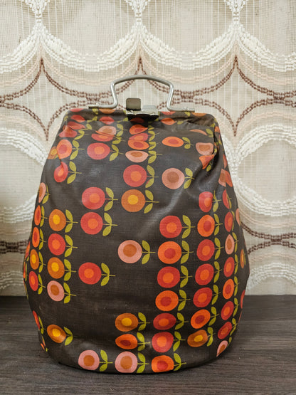 Vintage theebeurs met knip van Nelle bruin met bloemen