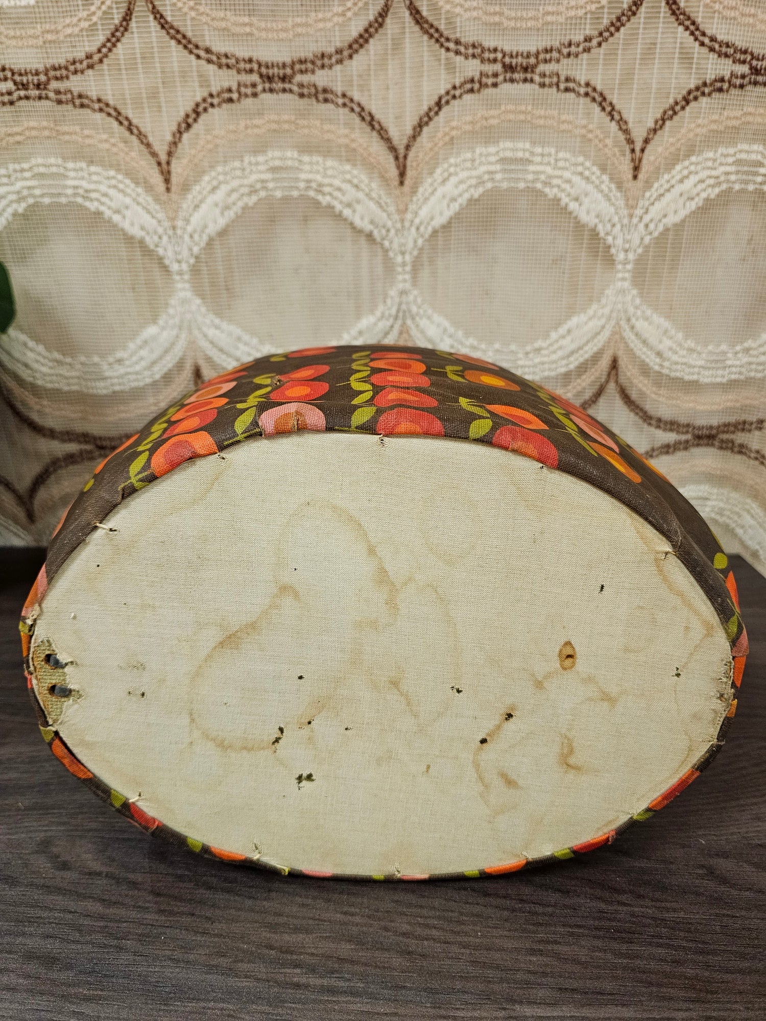 Vintage theebeurs met knip van Nelle bruin met bloemen