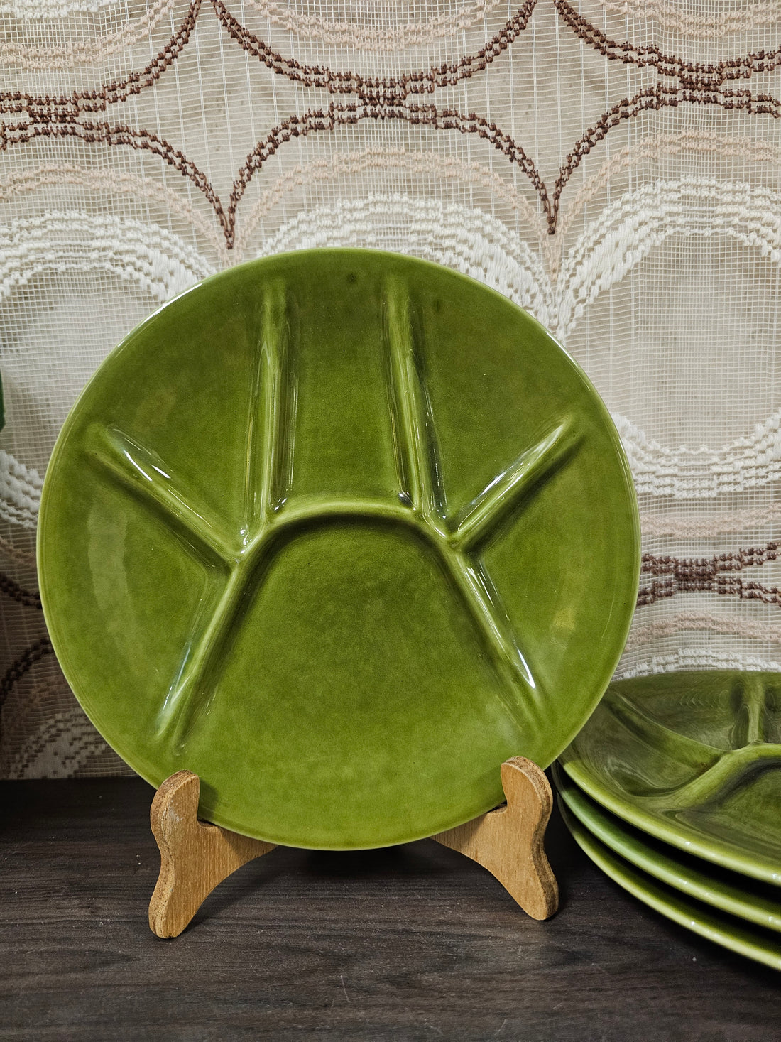 Fondueborden Keralux Boch Belgium mosgroen – set van 4