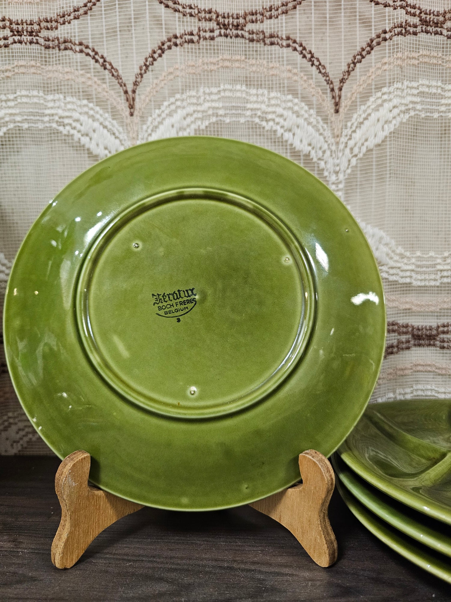 Fondueborden Keralux Boch Belgium mosgroen – set van 4