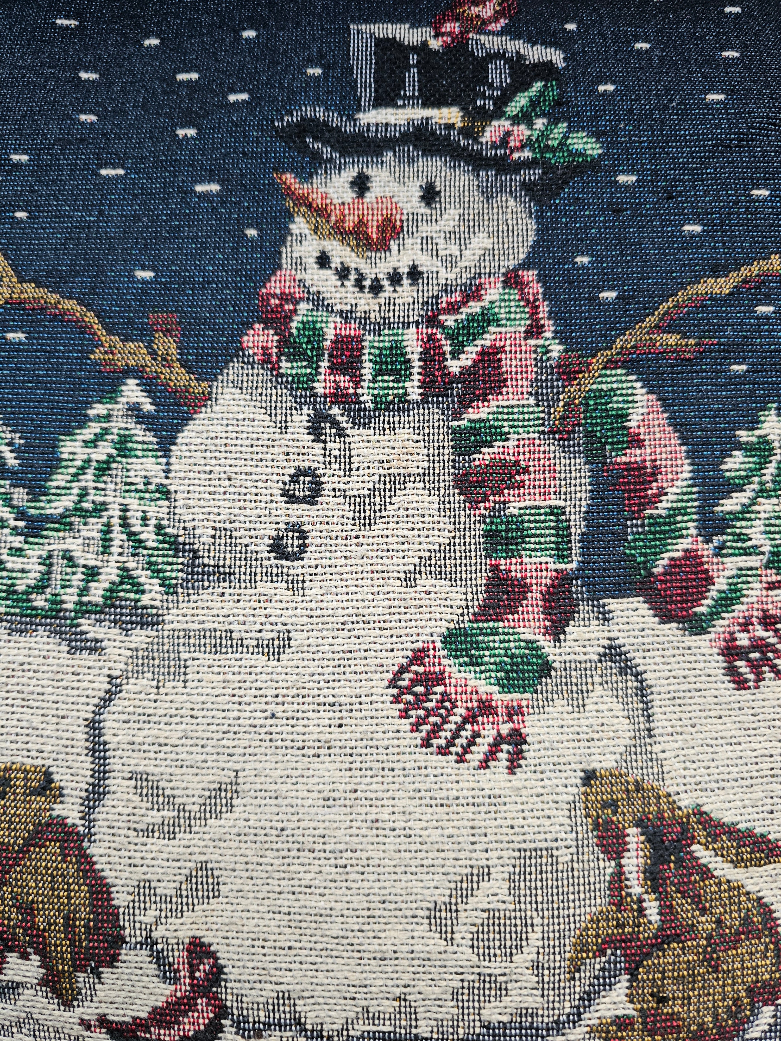 Gobelin kerstkussenhoes met sneeuwpop 38 x 40 cm, met rits