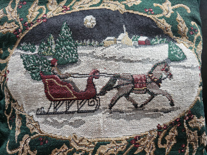 Gobelin kussen arrenslee kerstkussen met wintertafereel