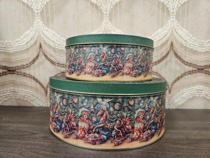 Set kerstblikken met speelgoedprint vintage decoratie