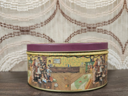 Klein ovaal kerstblik vintage illustratie met kerstman, 14 x 6,5 cm