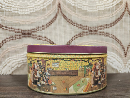 Klein ovaal kerstblik vintage illustratie met kerstman, 14 x 6,5 cm