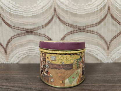 Klein ovaal kerstblik vintage illustratie met kerstman, 14 x 6,5 cm