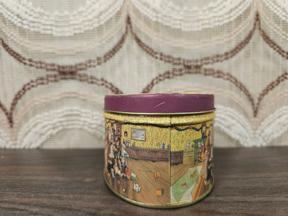Klein ovaal kerstblik vintage illustratie met kerstman, 14 x 6,5 cm