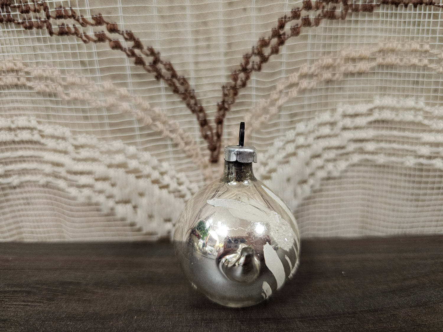 Vintage kerstbal theepot glazen ornament zilver met wit 5 cm