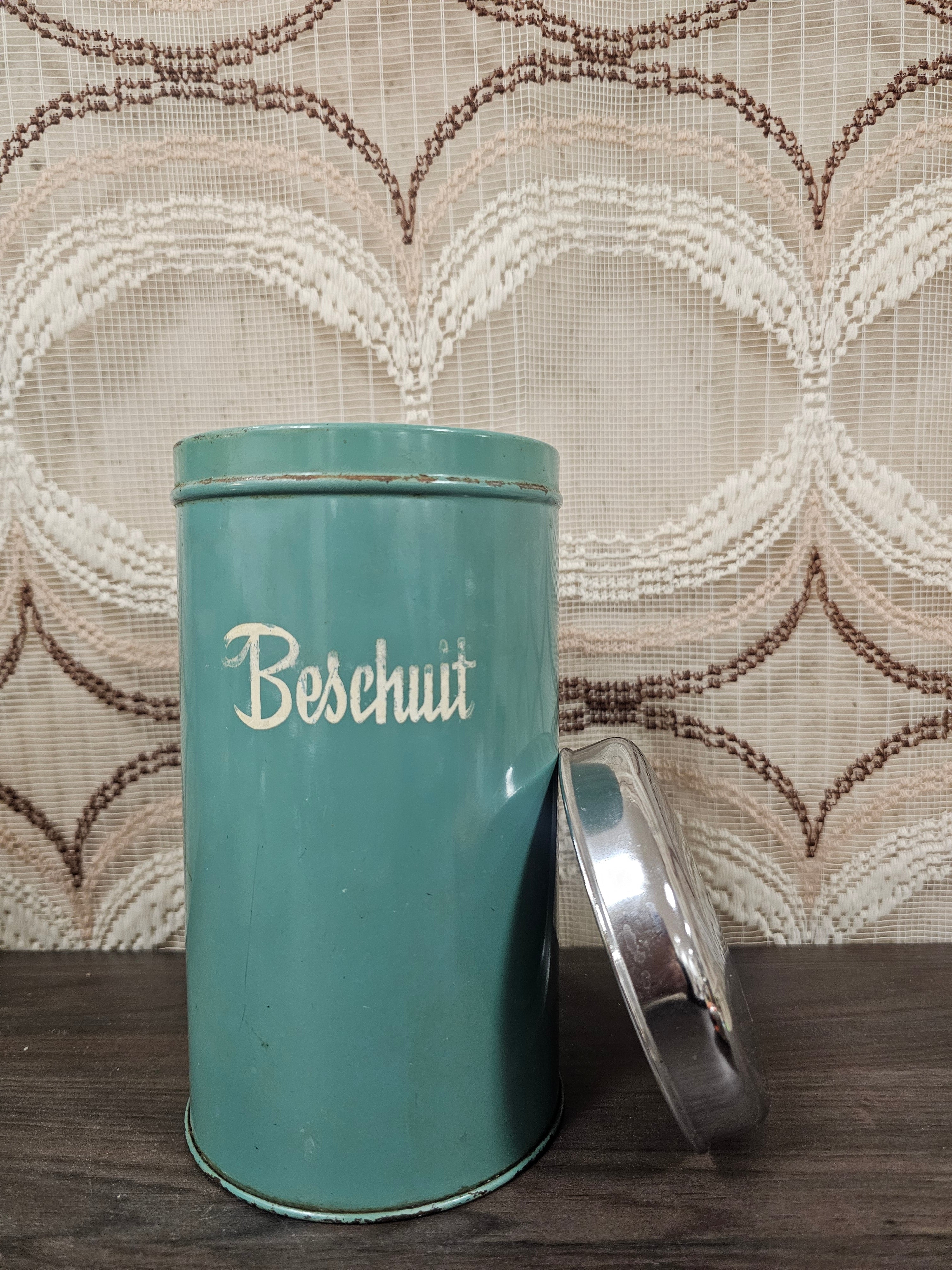 Brabantia beschuitbus mintgroen vintage jaren 50