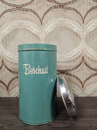 Brabantia beschuitbus mintgroen vintage jaren 50