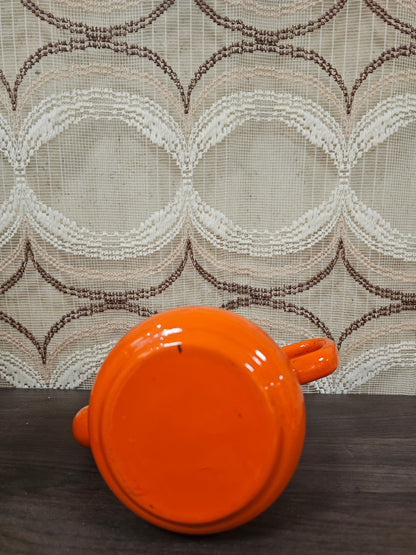 Brabantia koffiepot Diane oranje emaille jaren 70 met bloemmotief