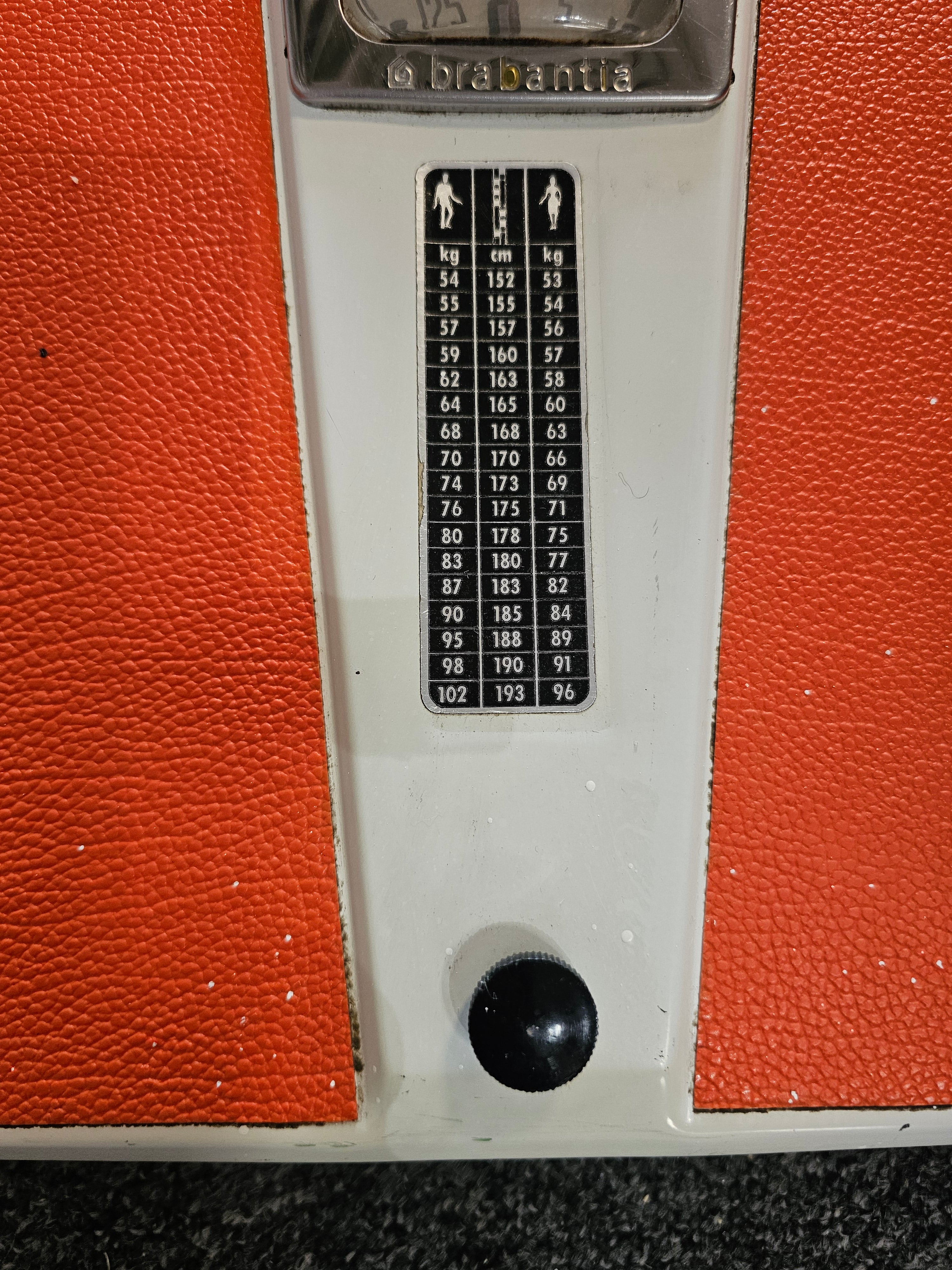 Brabantia personenweegschaal oranje vintage jaren 60