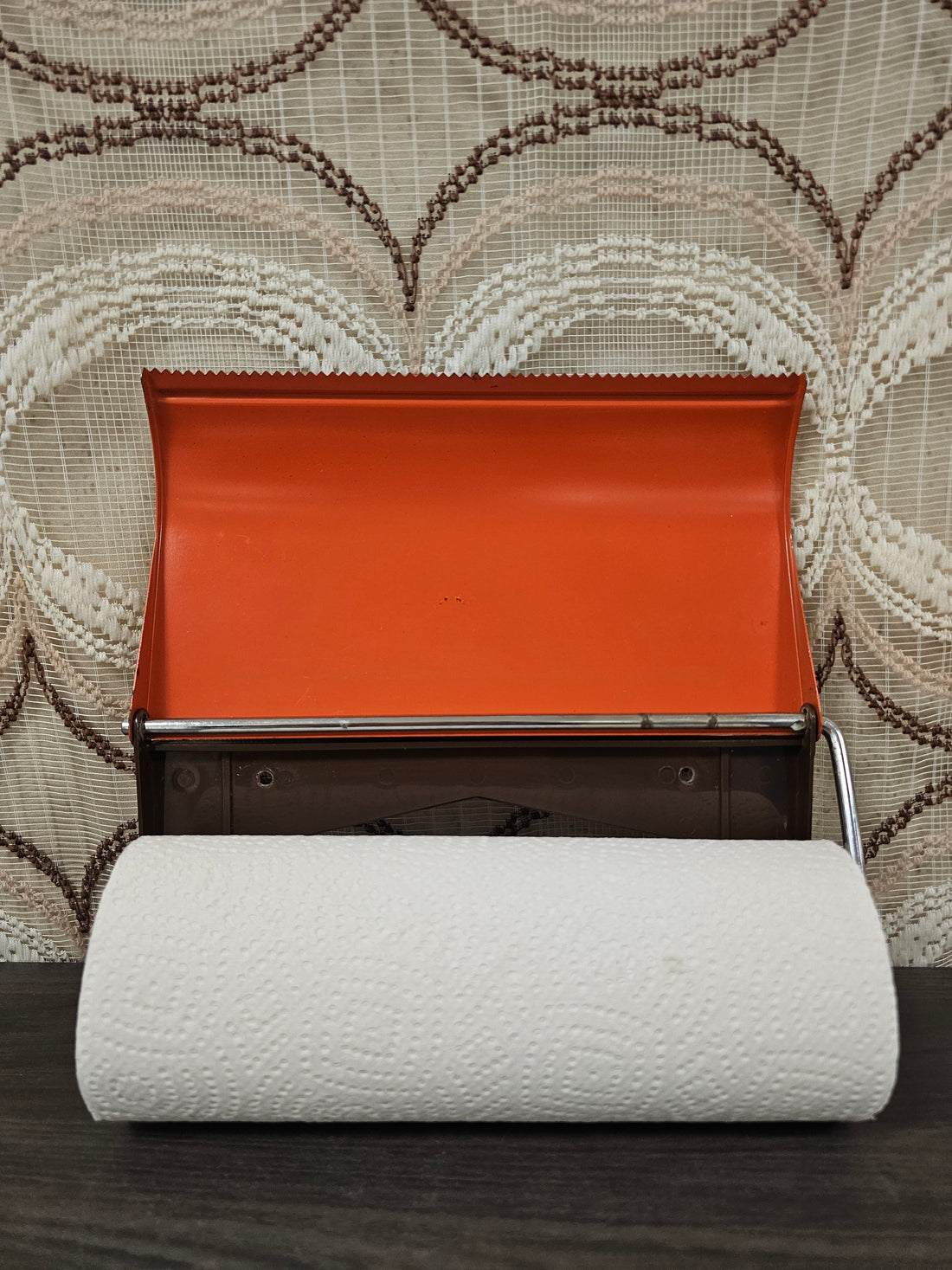 Brabantia keukenrolhouder wandmodel jaren ’70 bruin/oranje