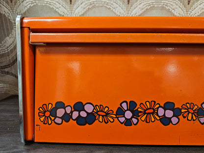 Brabantia oranje broodtrommel Diane bloemenpatroon jaren ’70