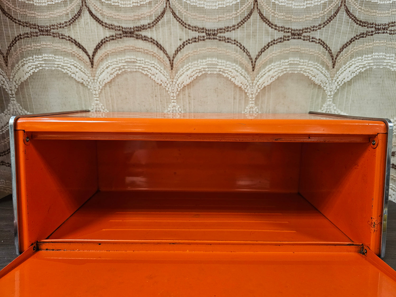 Brabantia oranje broodtrommel Diane bloemenpatroon jaren ’70