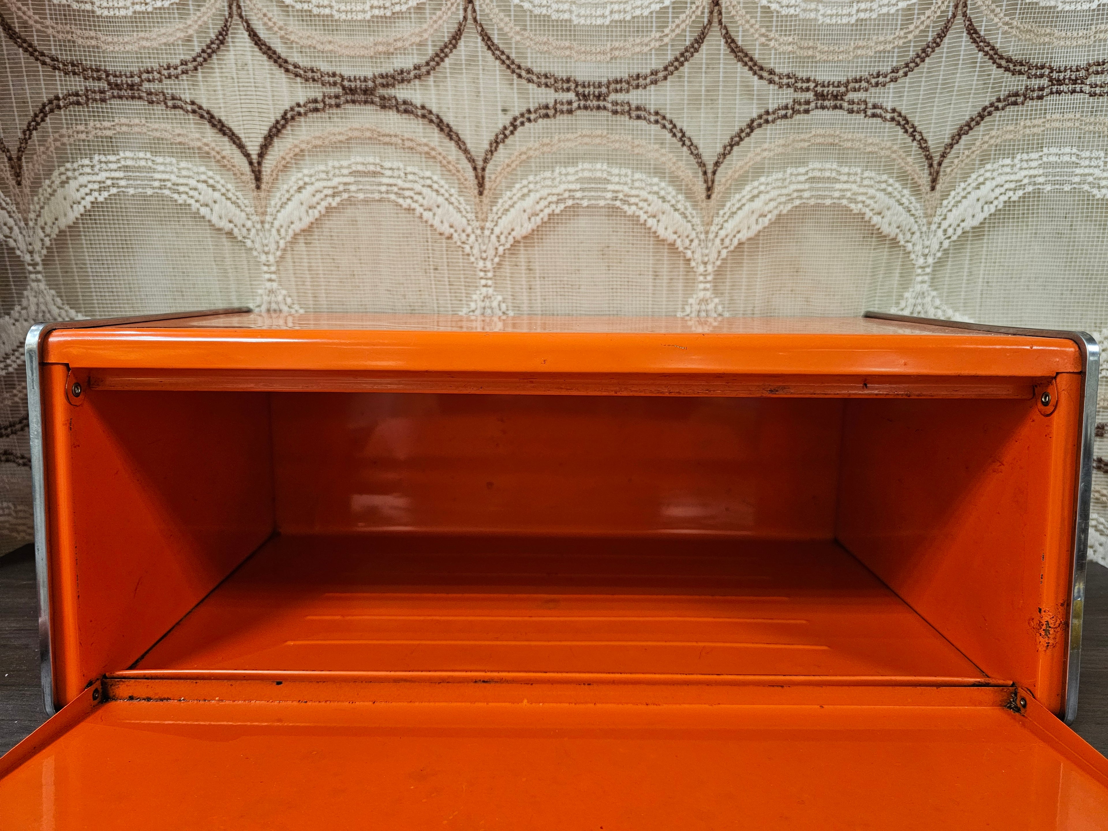 Brabantia oranje broodtrommel Diane bloemenpatroon jaren ’70