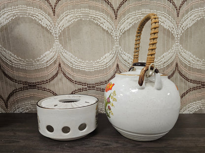 Wildflower theepot met rechaud rode bloemen