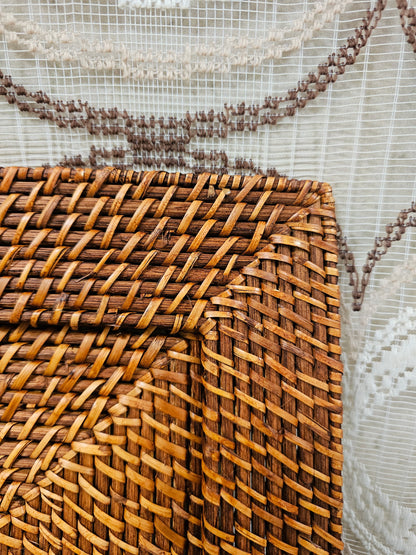 Vierkante rieten gevlochten onderzetter 32 x 32 cm