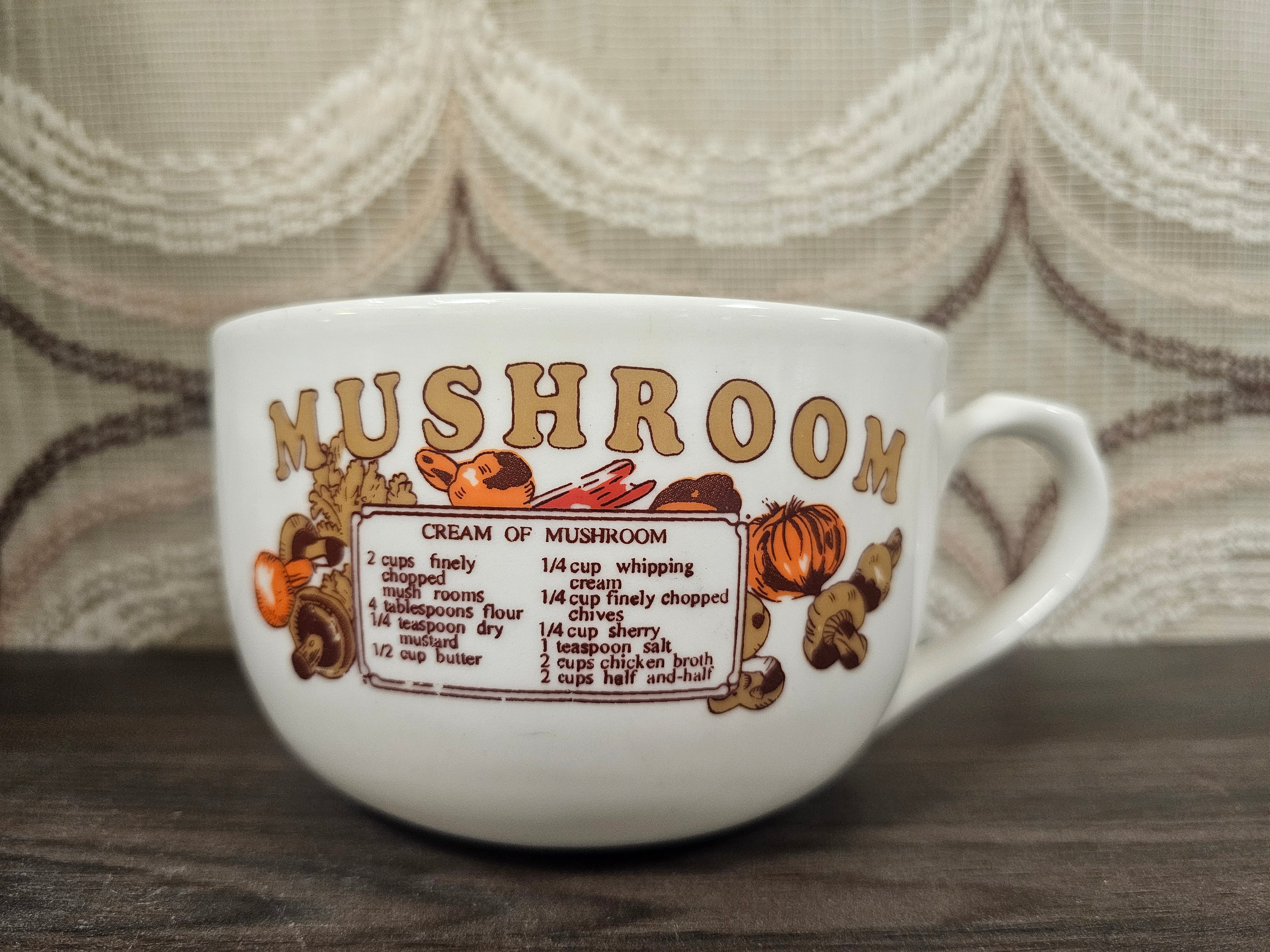 Vintage Mushroom soepkom met recept