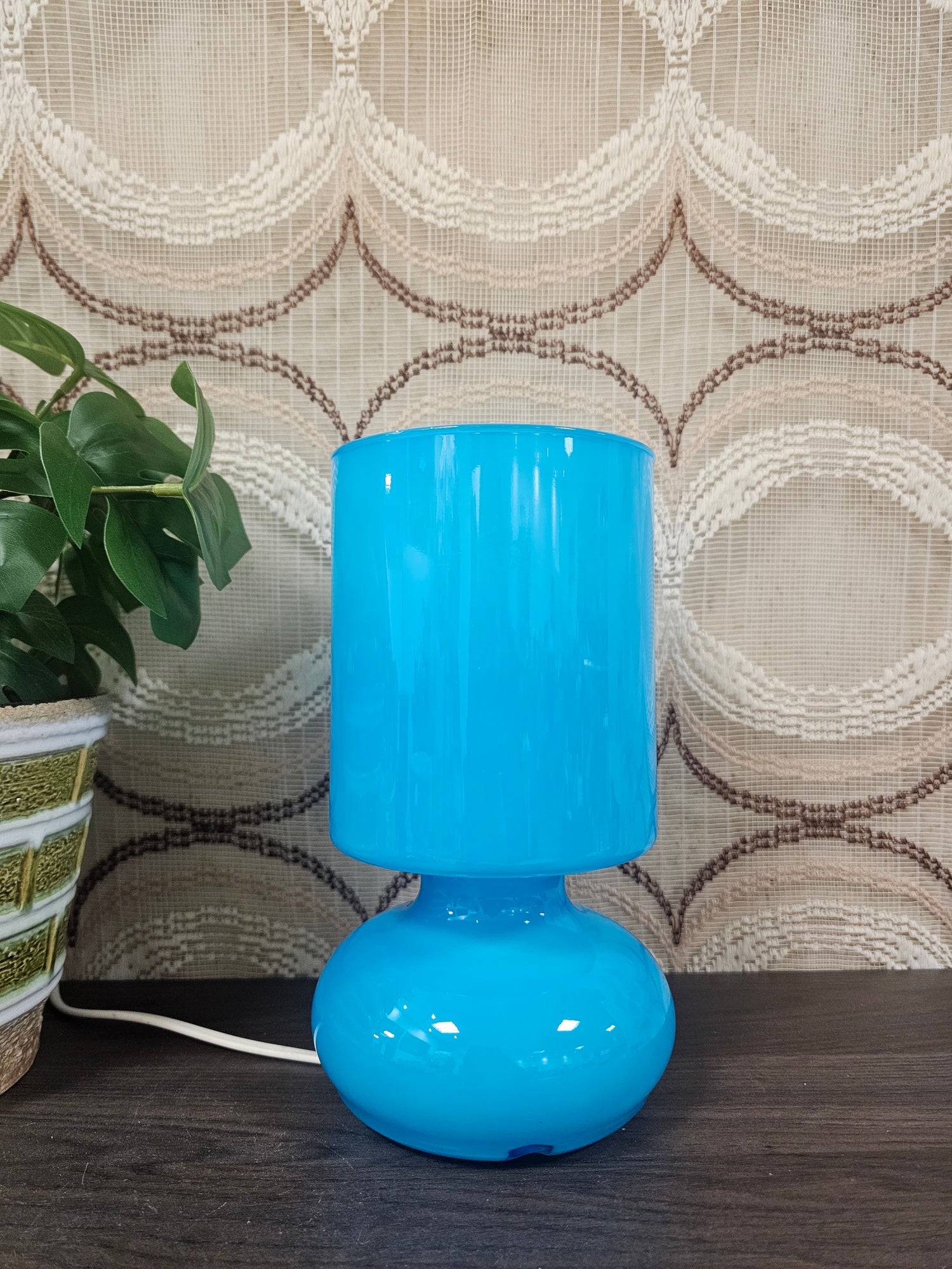 kea Lykta blauwe mushroomlamp glazen tafellamp