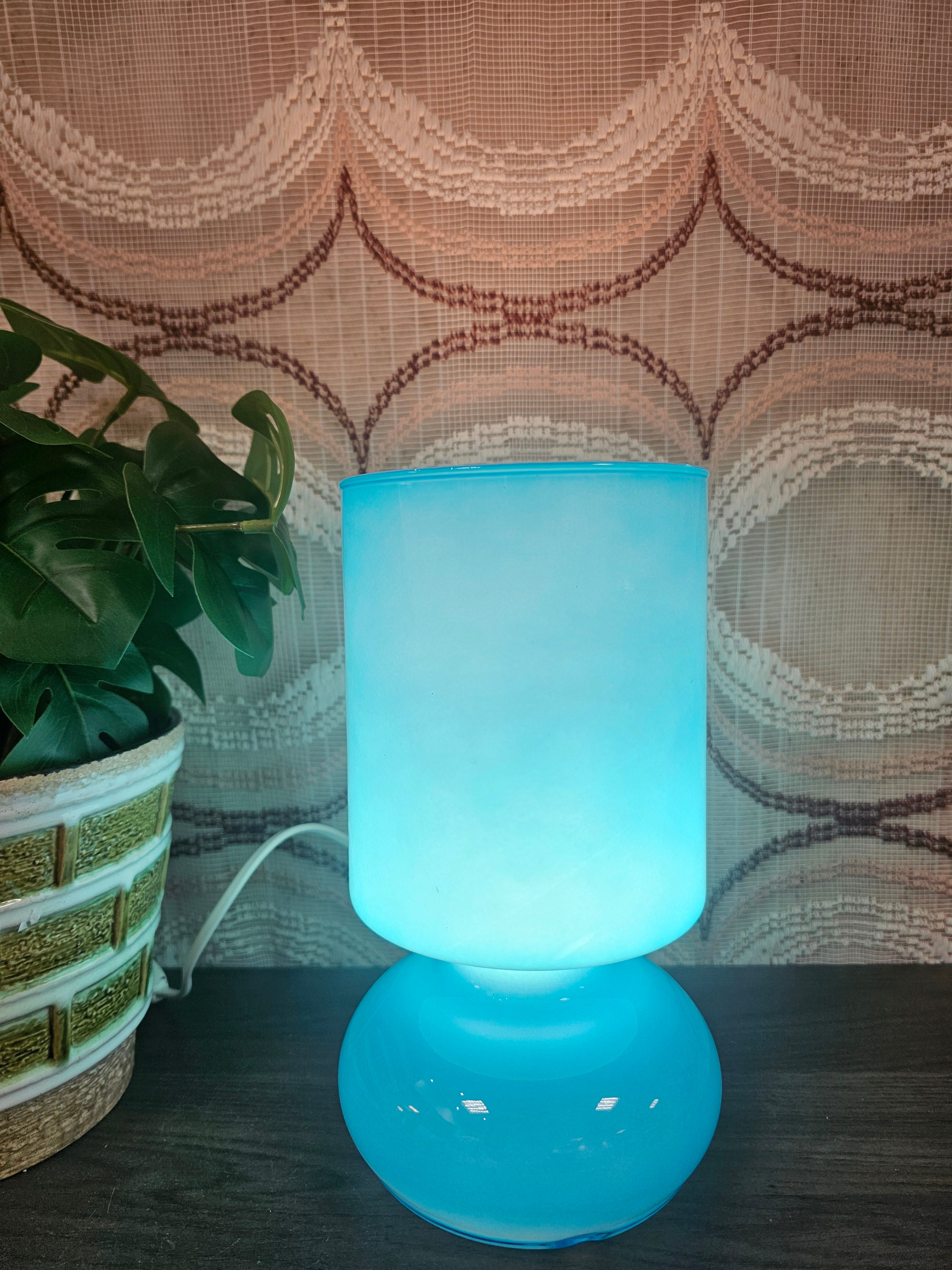 kea Lykta blauwe mushroomlamp glazen tafellamp