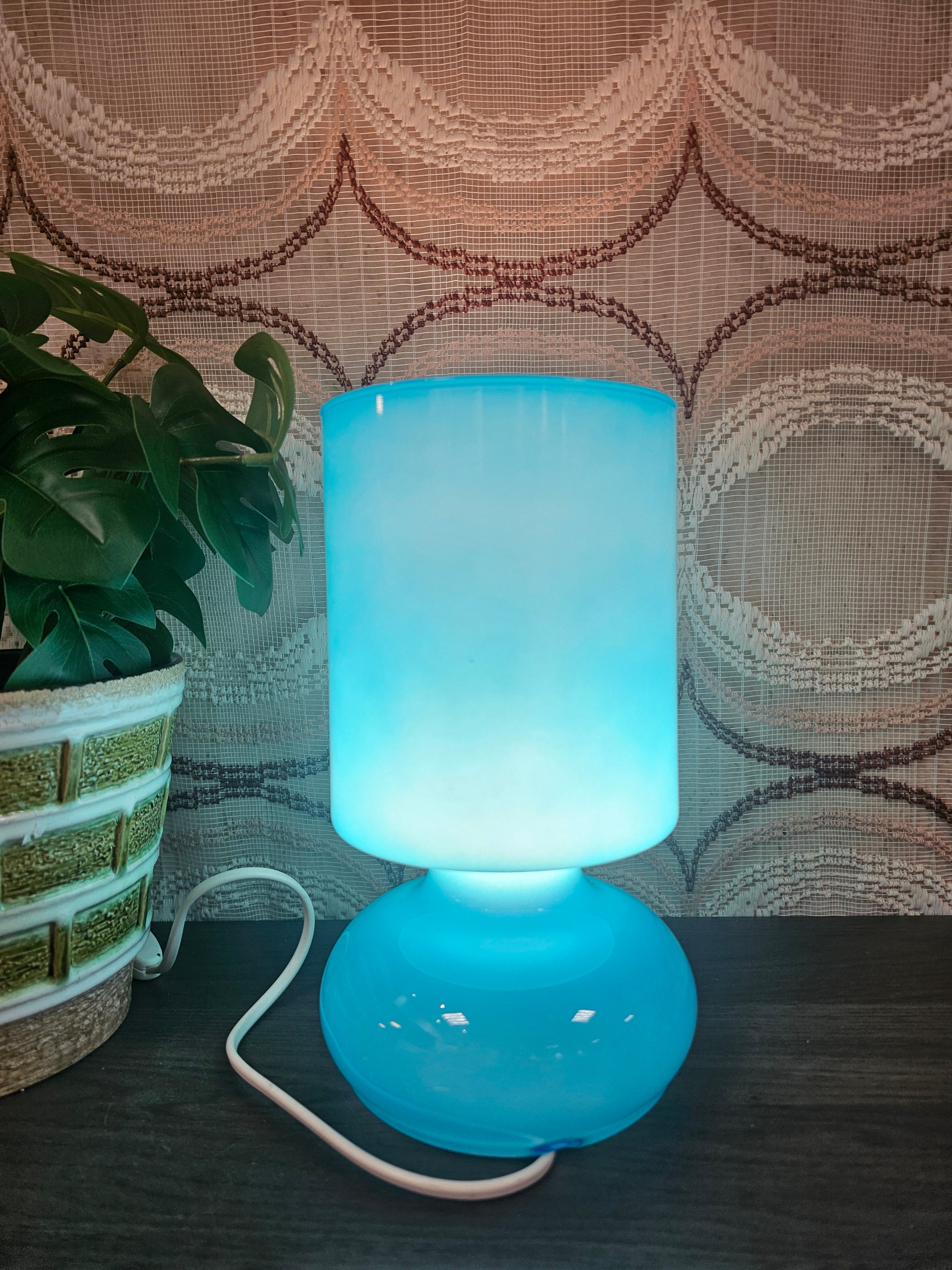 kea Lykta blauwe mushroomlamp glazen tafellamp