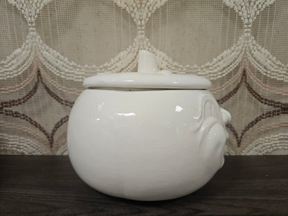 Grote vintage knoflookpot keramiek met gezicht