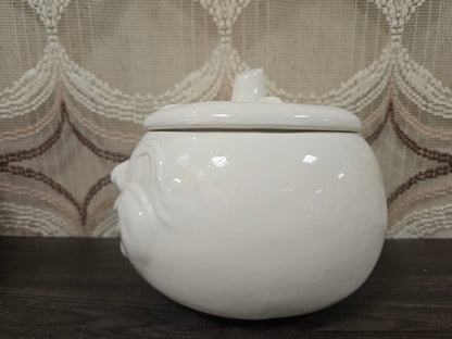 Grote vintage knoflookpot keramiek met gezicht