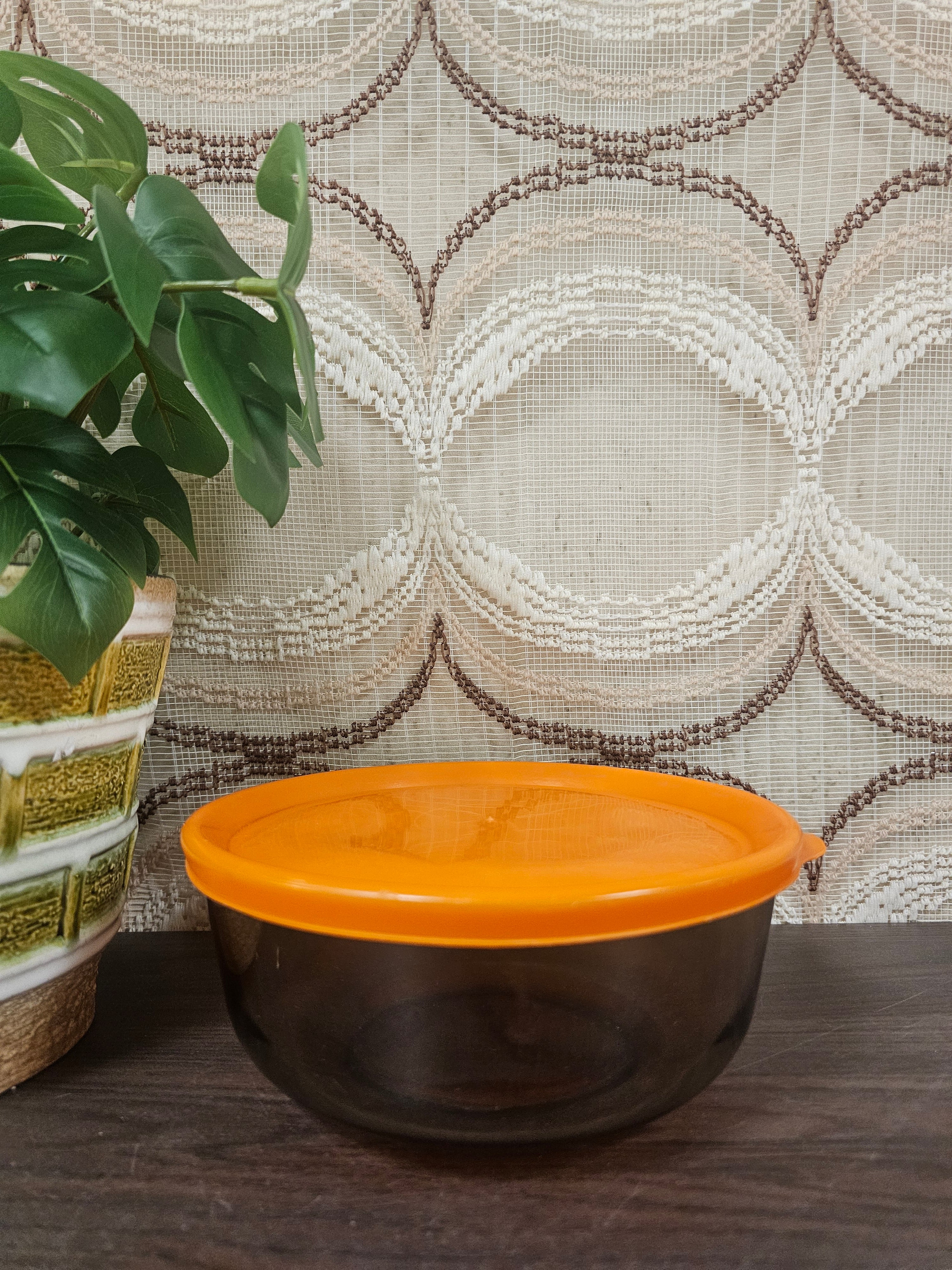 Arcoroc rookglas schaal met oranje deksel 18 cm