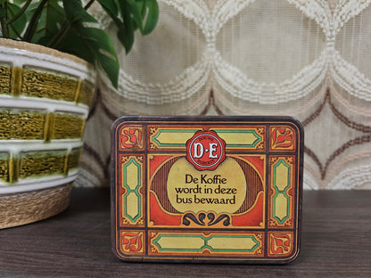 Vintage Douwe Egberts koffieblik met illustraties