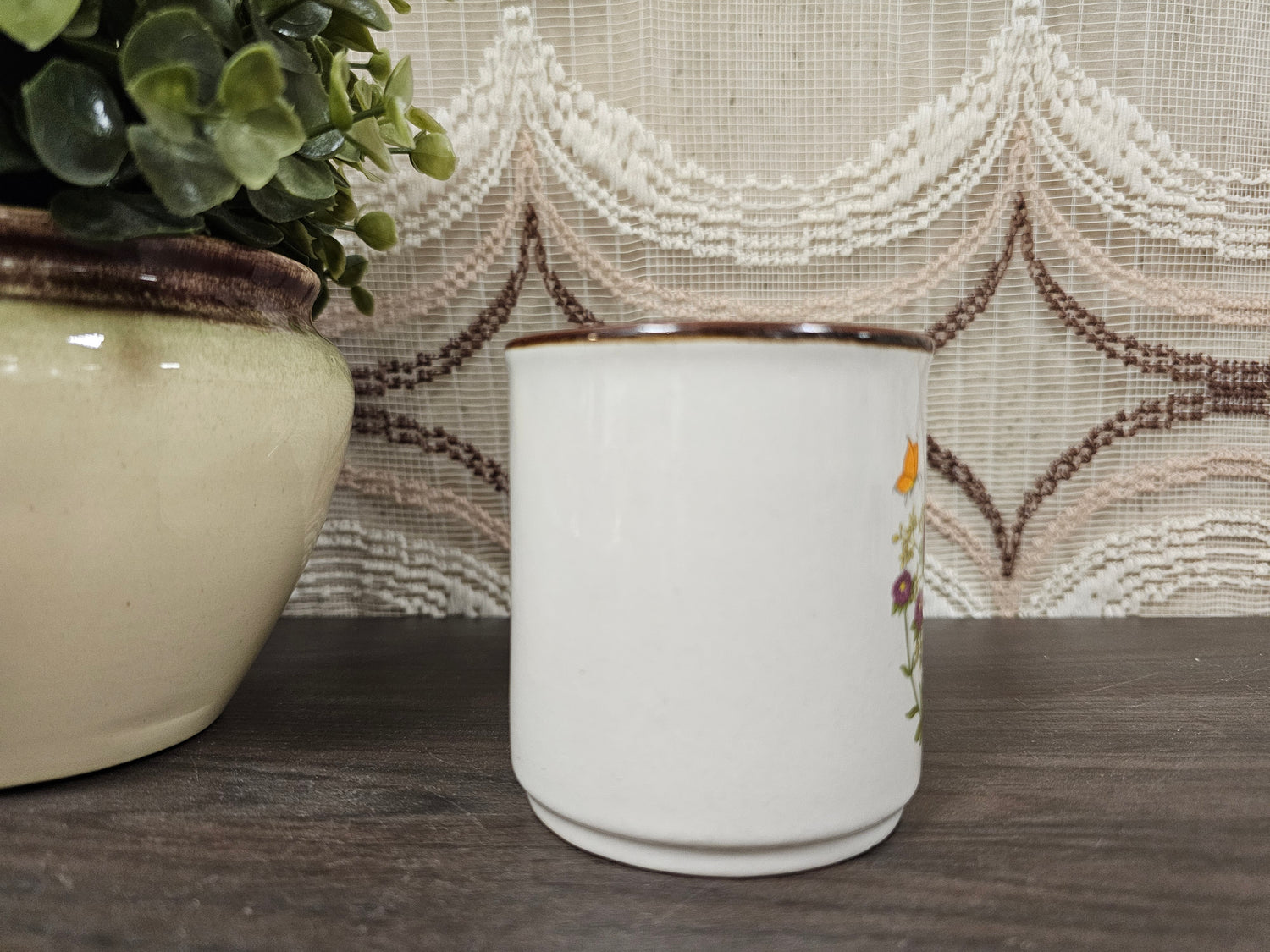 Wildflower vintage beker rode bloemen jaren 70