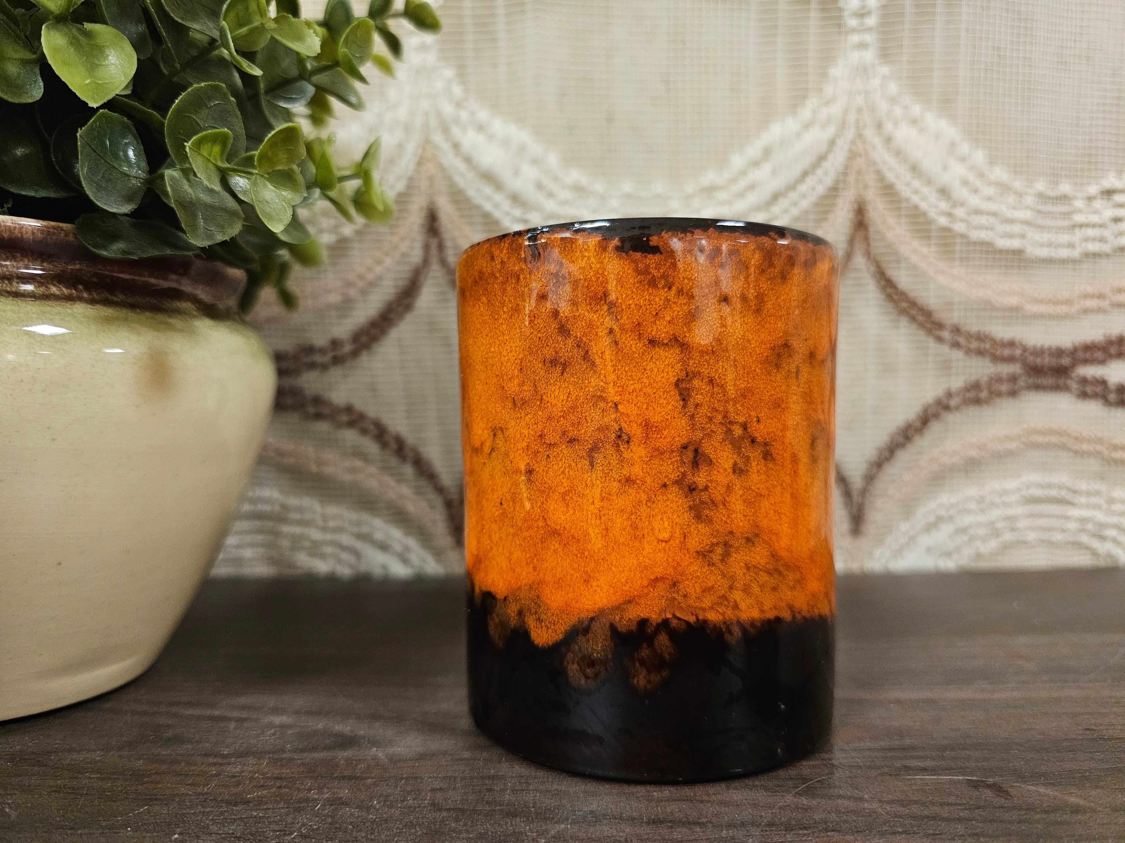 Fat lava mok oranje bruin 10 cm hoog