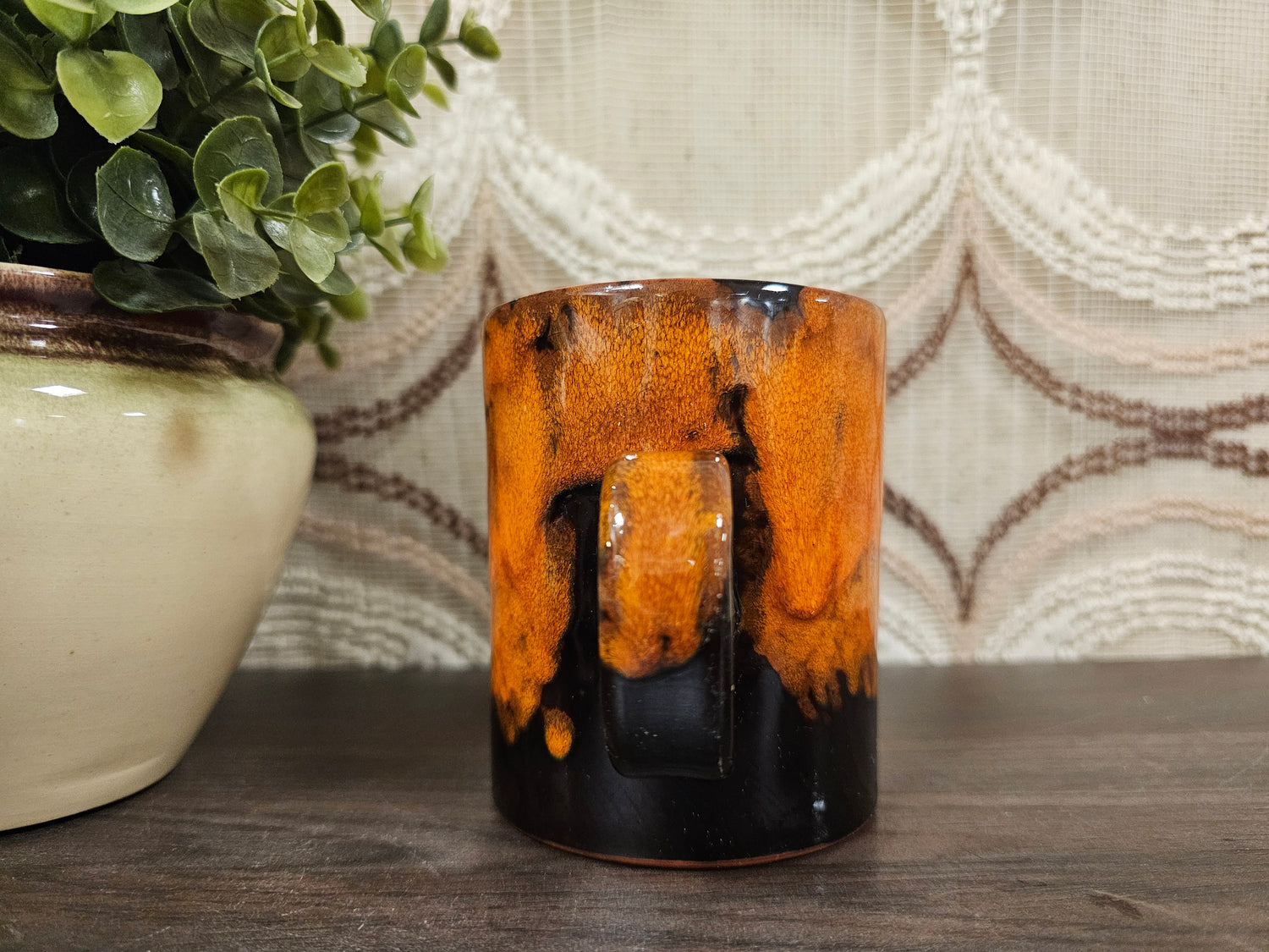Fat lava mok oranje bruin 10 cm hoog