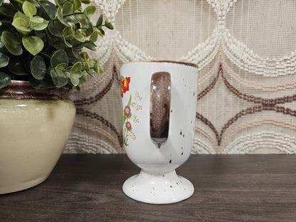 Wildflower vintage beker met voet rode bloemen