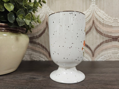 Wildflower beker met voet –oranje bloemen