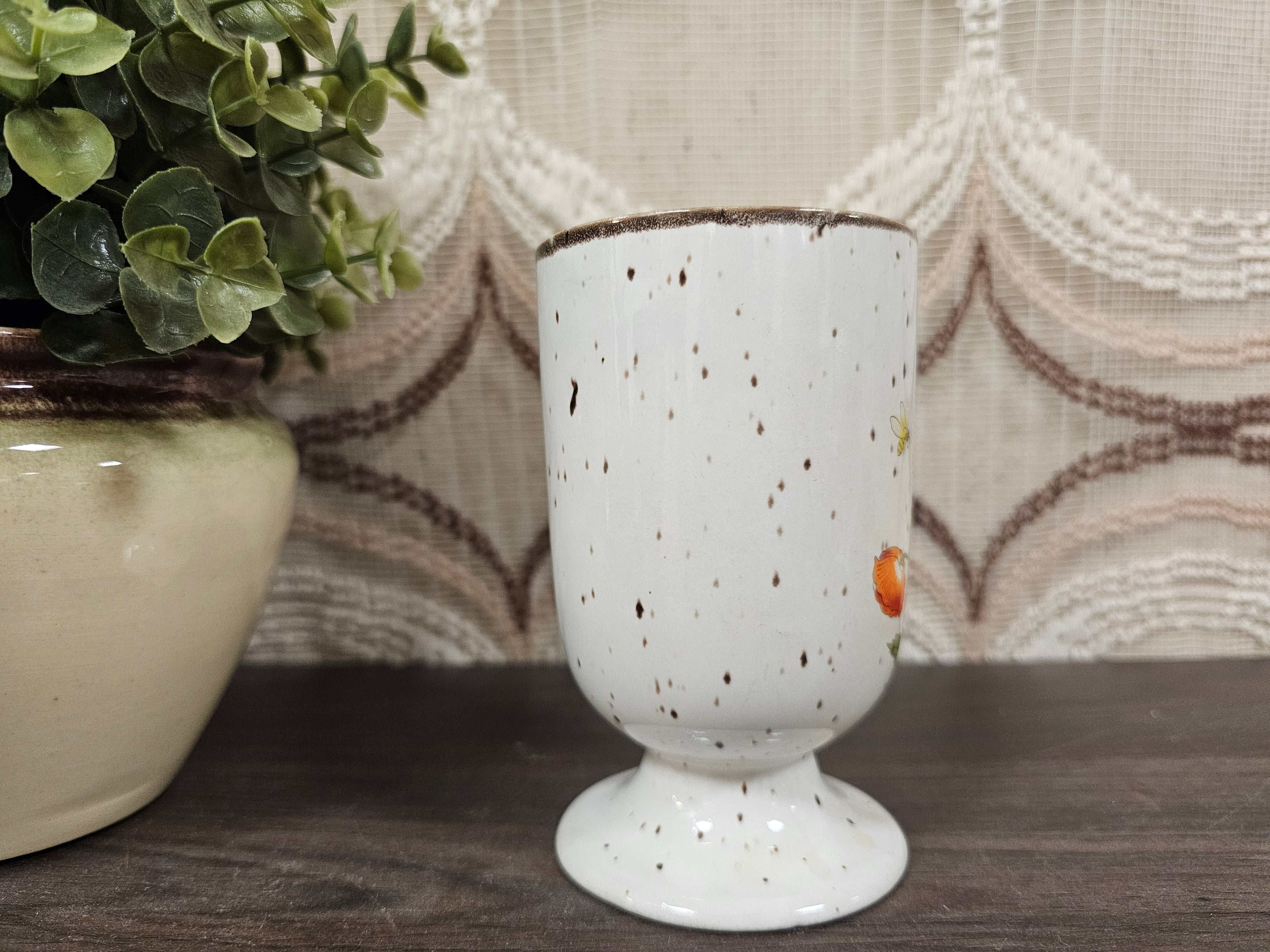 Wildflower vintage beker klaprozen op voet