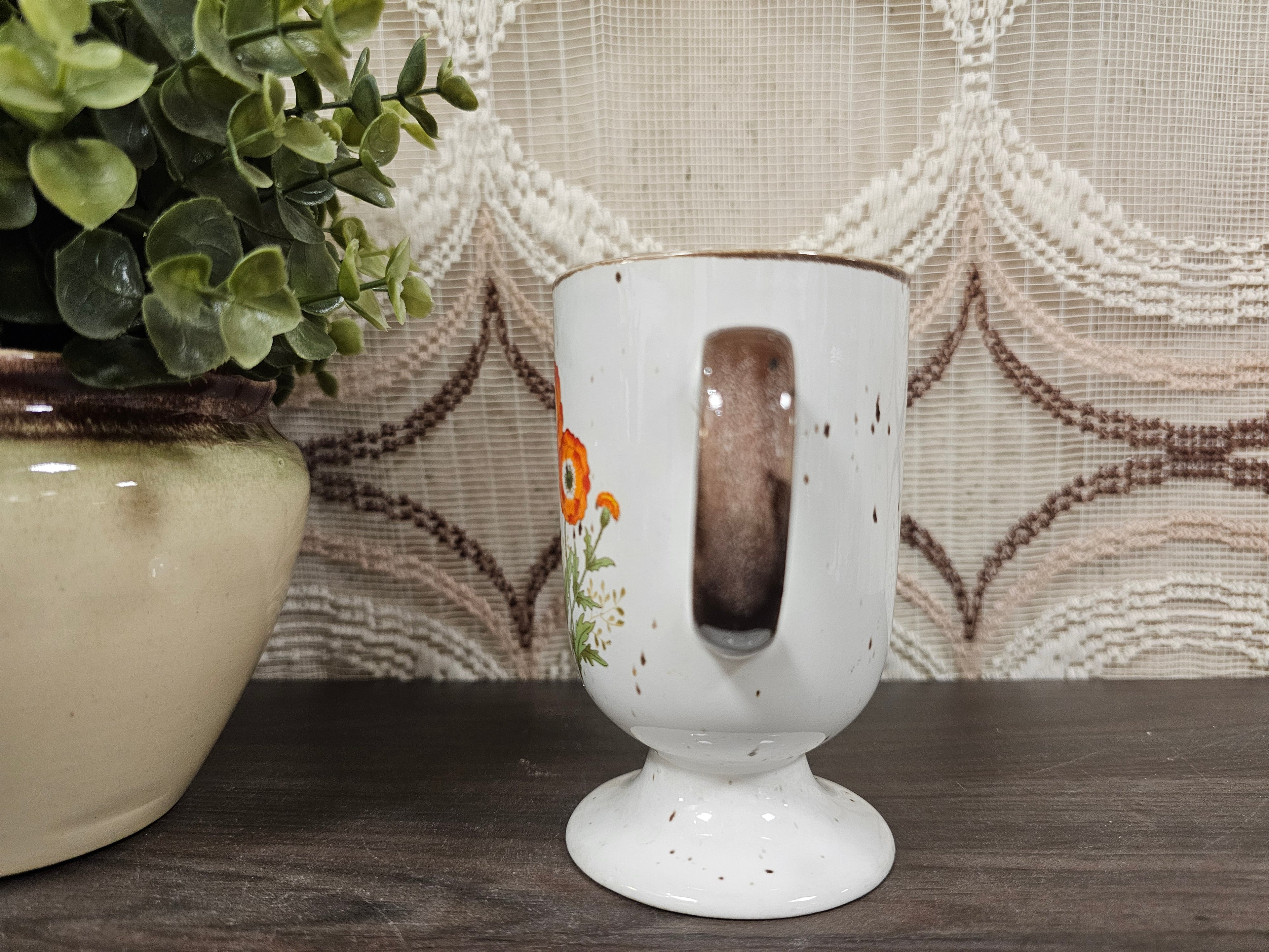 Wildflower vintage beker klaprozen op voet