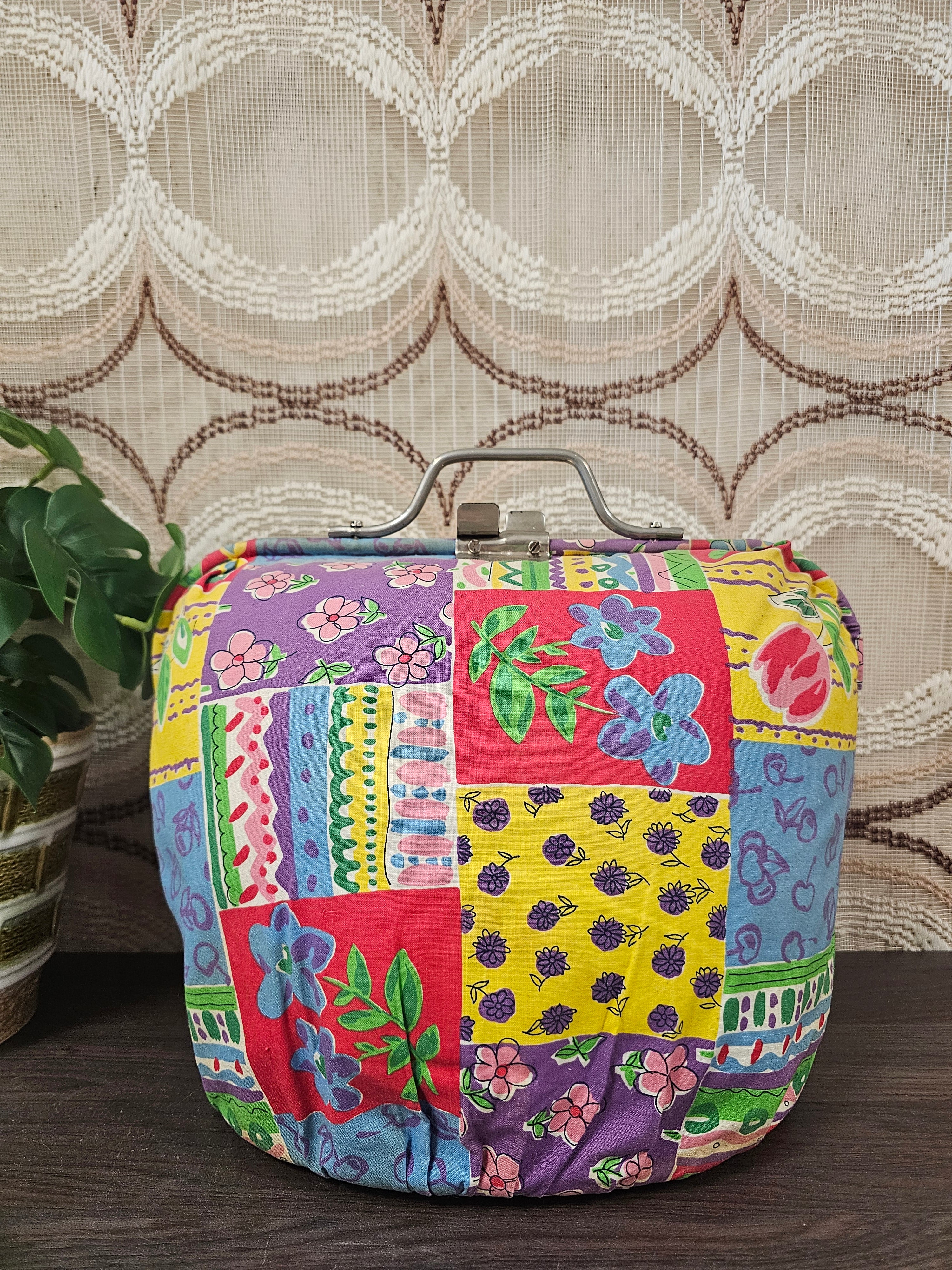 Vintage Douwe Egberts theebeurs met knip – bloemenpatroon