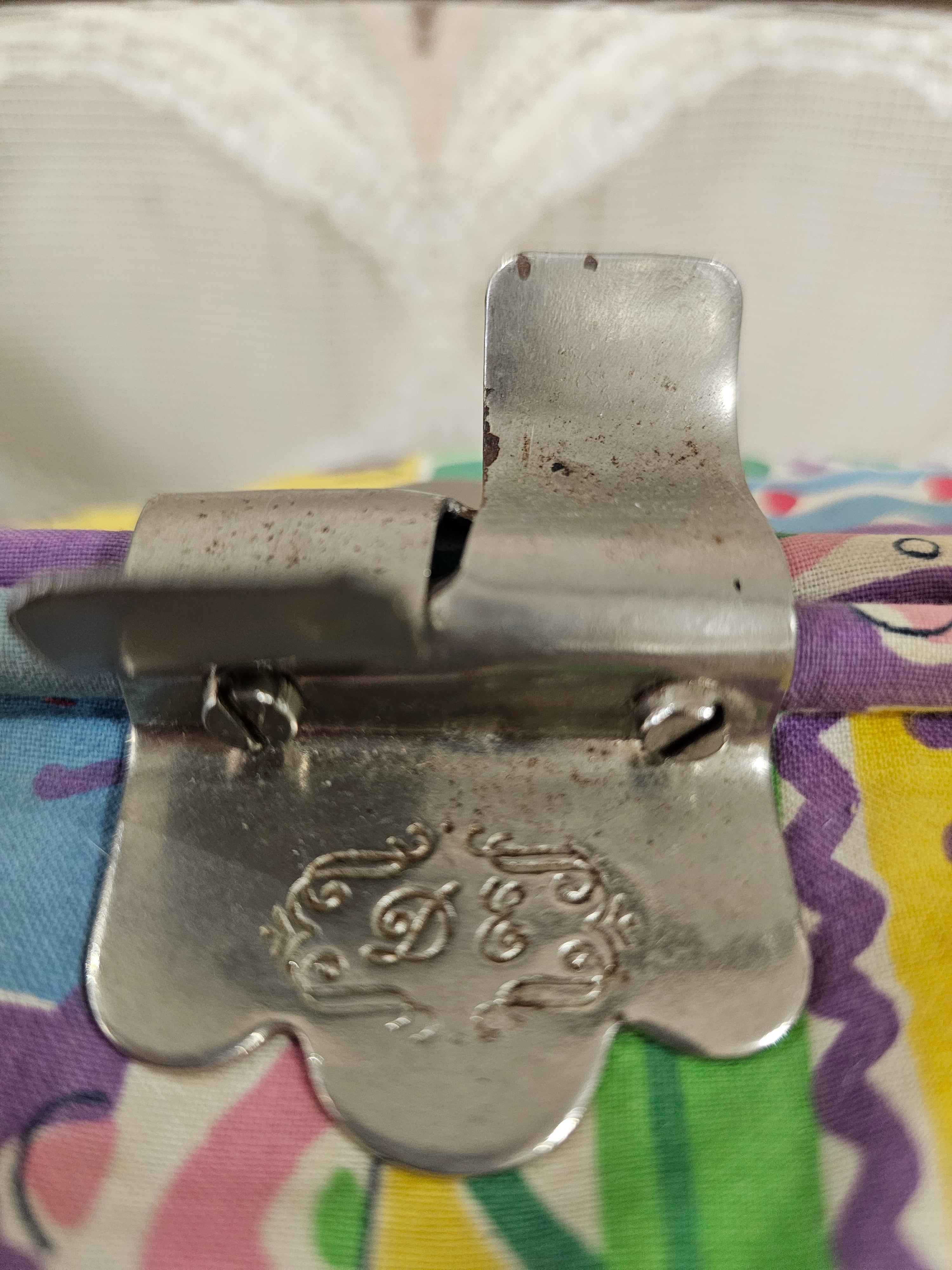 Vintage Douwe Egberts theebeurs met knip – bloemenpatroon