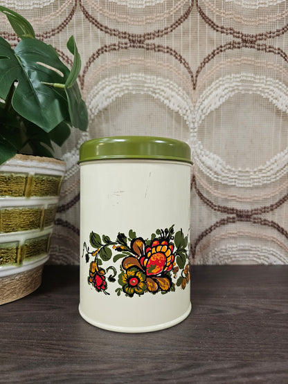Vintage suiker blik met bloemen